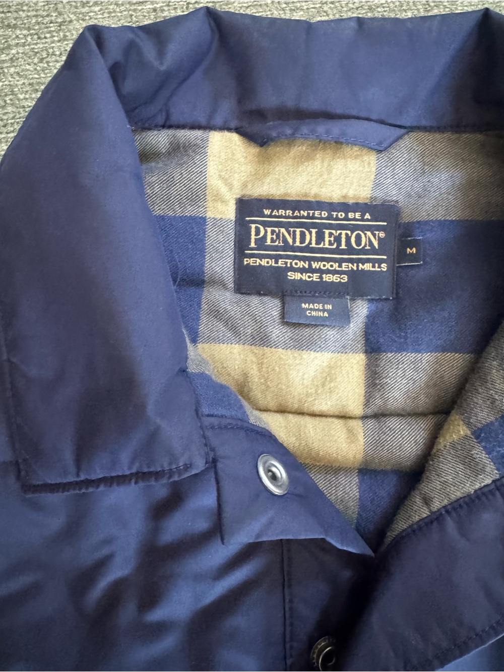 Pendleton Navy Jacket with Plaid Lining